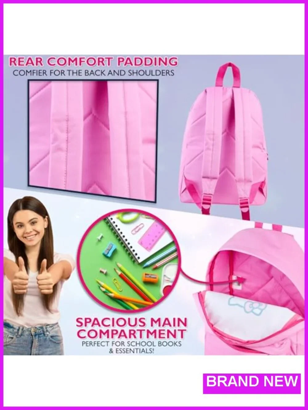 Kids Backpack with Front Zippered Pocket and Adjustable Straps